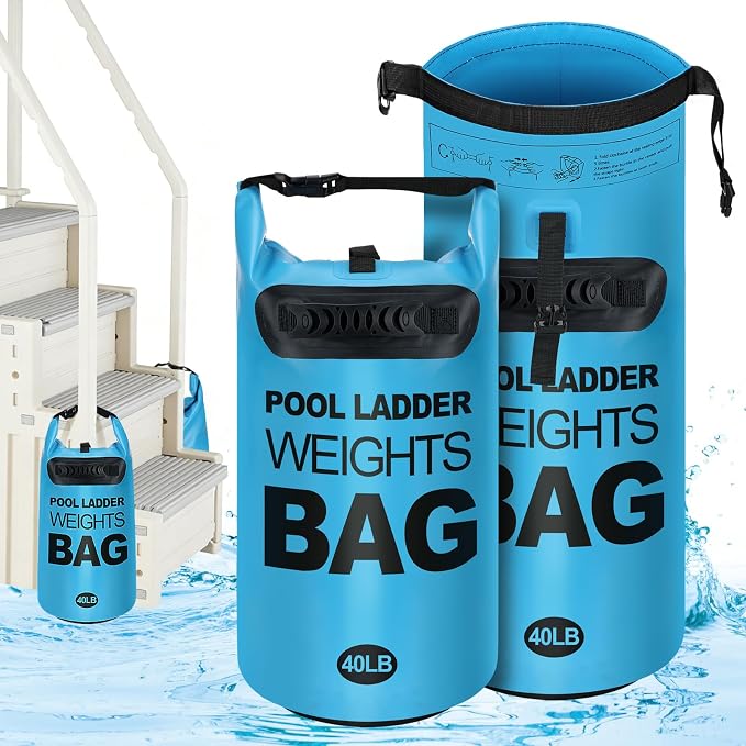 Heavy Duty Pool Ladder Weights - 40lbs Fillable Universal Sand Bags Step Anchors, 500D PVC Waterproof Tear-Resistance Foldable Sandbags for Above Ground Swimming Pools Stair Entry Systems, 2 Pack
