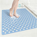Anti Slip Shower Mat with Suction Cups,27x27 Inch Quick Drain TPE Non Slip Shower Mats for Inside Shower,Large Bath Mat for Shower Soft on Feet, Easy to Dry&Cut Machine Washable