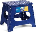 Korpai 11" Folding Step Stool for Adults and Kids Holds Up to 300 lbs,Non-Slip Folding Stools with Portable Handle, Compact Plastic Foldable Step Stool for Bathroom,Bedroom, Kitchen Royal Blue,1PC