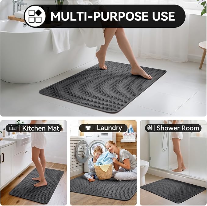 YDKGL Bathroom Runner Rug Non Slip, Super Absorbent Quick Dry Long Bath Mat, Foam Weave Texture Rubber Backing Ultra Thin Bathroom Mats Fit Under Door Bathroom Floor Bathtub Shower, 16"x 47"