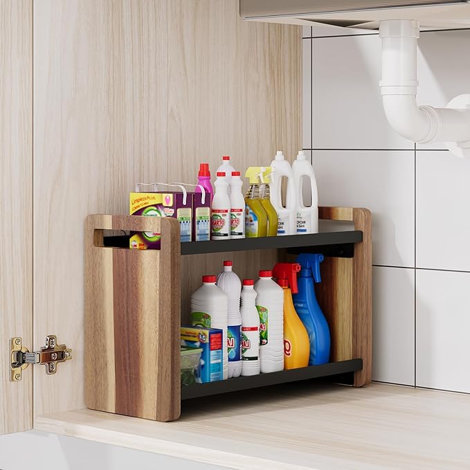 Bathroom Counter Organizer,Bathroom Counter Shelf,Bathroom Organizers,Under Sink Organizer,Cologne Organizer For Men,Cologne Cabinet,Father Day Gift for Dad(Acacia 2 Tier)