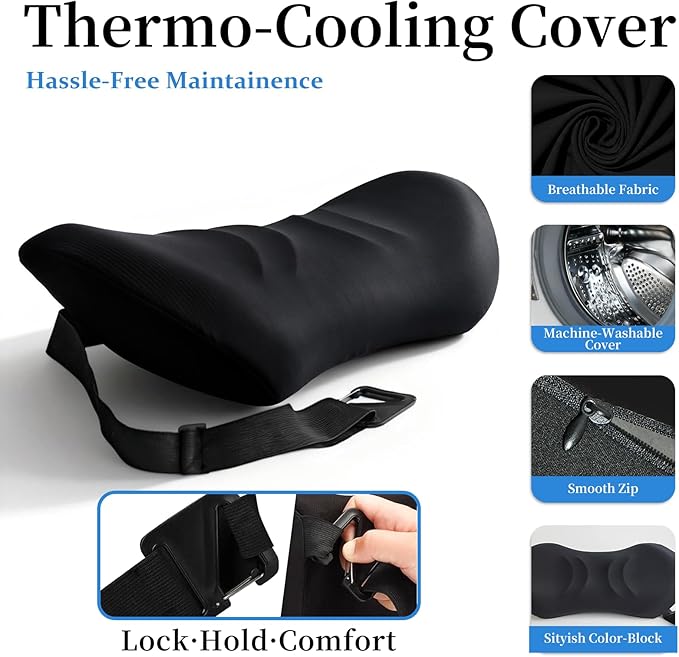 Lumbar Support Pillow for Office Chair - Lumbar Pillow for Car - Ergonomic Lumbar Support Pillow for Car Automotive Seat Cushions (Classic Black)