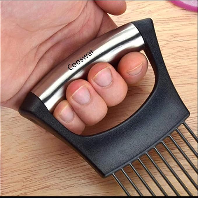 Cooswai Stainless Onion-Holder Slicing-Kitchen Assistant-Vegetable - Upgrade Chopper Slicings Tool, Food Slicing Assistant 1PC