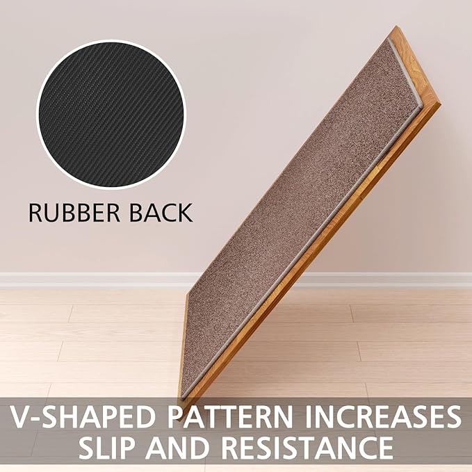 SUMLANS Kitchen Mat Set of 2 PCS, Cushioned Non Slip Rugs for Kitchen Floor, Absorbent Runner Comfort Standing Mats Washable for Kitchen, Office, Home (Brown-Velvet, 17.3"x47"+17.3"x30")