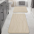 YIHOUSE Memory Foam Bathroom Rug Sets, Khaki, 2 Piece (17"x24"+20"x32") | Ultra Soft, Absorbent, Non-Slip, Machine Washable