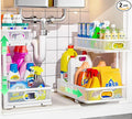 Under Sink Organizer 2 Pack, High Adjustable 2 Tier Under Sink Organizers and Storage, Slide out Metal Cabinet Organizers, Pull out Storage Drawer Shelf for Kitchen Bathroom Cabinet
