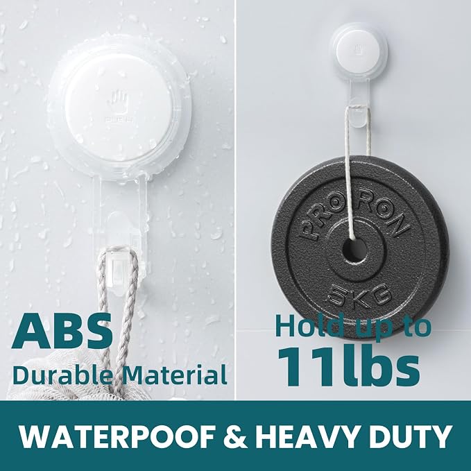TAILI 4 Pack Powerful Suction Cup Shower Hooks for Towel, Loofah, 360° Rotatable Damage-free Hanging Versatile Wall Hooks for Inside Bathroom, Decoration, Removable Suction Holders, Easy to Use, Clear