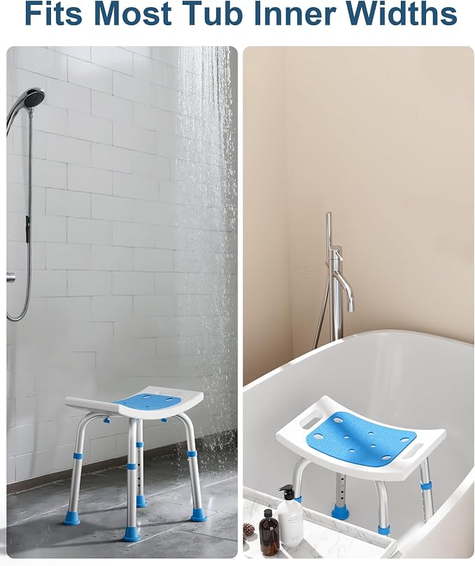 HOMLAND Shower Chair for Inside Shower, 400 lbs Adjustable Shower Stool with Suction Feet, Shower Seat for Inside Tub Bathroom Bench Bath Chair for Elderly and Disabled - Light Blue