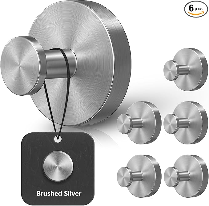 Shower Hooks for Inside Shower,Suction Cup Hooks for Glass Window,Removable Towel Hooks for Bathrooms,6 Packs(Silver)