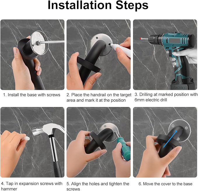 supregear Grab Bars for Bathtubs and Showers 2 Pack, 28 Inch Shower Grab Handrail for Seniors, Black Stainless Steel Safety Wall Handle for Elderly and Handicap