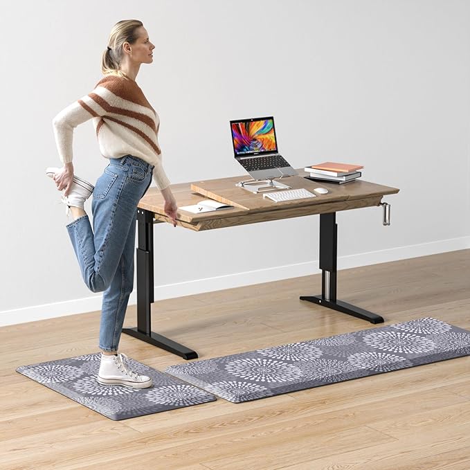 LuxStep Kitchen Mats for Floor,0.47 inch Thicker Cushioned Rug Anti-Fatigue Mats for Kitchen Decor Accessories,Waterproof Non-Slip Mats and Rugs Set for Office,Laundry 17.3"×29"+17.3"×60",Grey