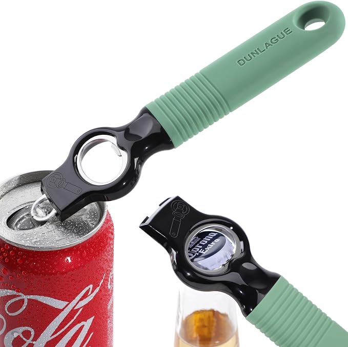 2-Pack Magnetic Beer Bottle Opener & Soda Can Opener, 2-in-1 Bottle Opener and Can Tab Opener Tool for Bartender, Long Nails, Arthritis, Silicone Handle with Build in Magnet - Light Green