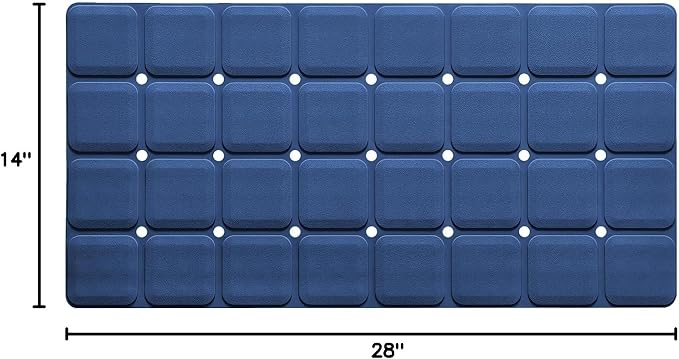 Webos Silicone Bath Mat with Suction Cups – Non-Slip Foldable Bathtub & Shower Mat, Durable & Quick-Dry Safety Tub Mat with Large Drain Holes for Families 28"x 14" Navy Blue