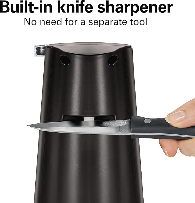 Hamilton Beach Extra-Tall Electric Automatic Can Opener with Easy-Clean Detachable Cutting Lever, Cord Storage, Knife Sharpener, Black (76702)