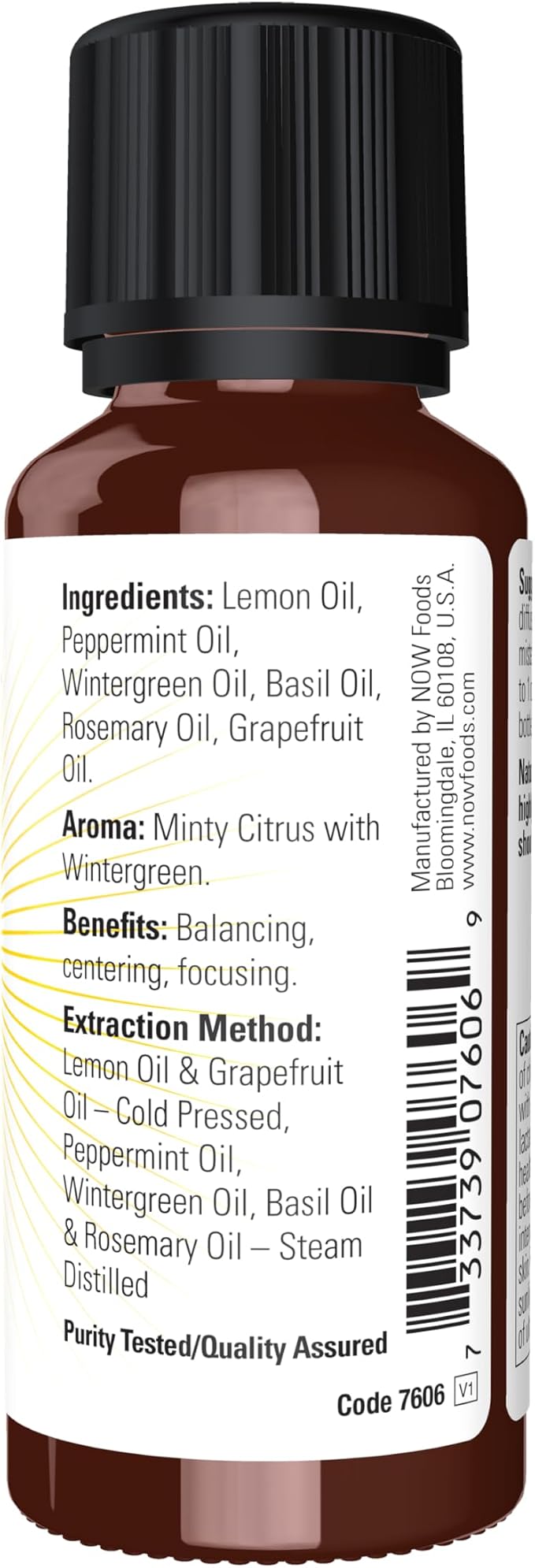 NOW Essential Oils, Mental Focus Oil Blend, Centering Aromatherapy Scent, Blend of Pure Essential Oils, Vegan, Child Resistant Cap, 1-Ounce