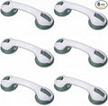 AceOrbit 6 Pack 12 Inch Shower Grab Bars for Bathtubs and Showers Suction Cup Shower Handles for Seniors Elderly Handicap Safety Handrails Removable No Drilling Heavy Duty Bathroom Grips (Green)
