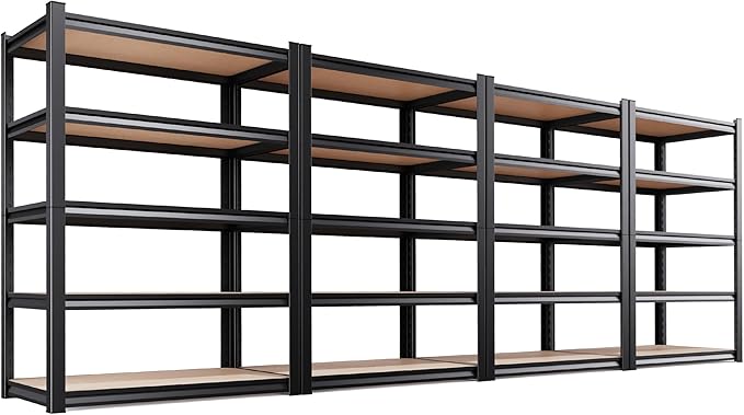 Set of 4 46" W Garage Shelving-2050 lbs 5 Tier Storage Shelves,Adjustable Heavy Duty Metal Shelving Unit and Storage Large Rack,Utility Steel Shelf for Warehouse Industrial Pantry 71"x46"x18"