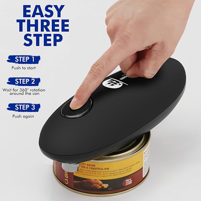 Automatic Electric Can Opener - Hands-Free Operation, Smooth Edge Cutting, Battery Powered for Effortless Opening