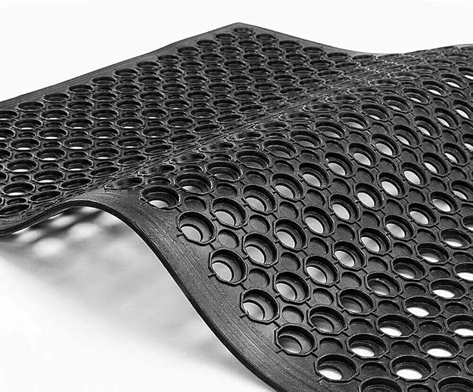 tonchean Rubber Floor Mat with Drainage Holes 83x36x0.4in Commercial Anti-Fatigue Rubber Mat with Non-Slip Backing Heavy Duty Drainage Floor Mats for Commercial Restaurant Kitchen Bar Use Wet Area