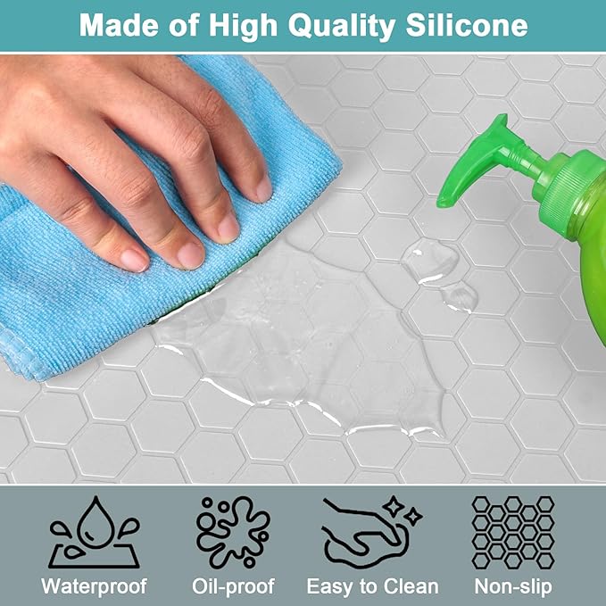 Under The Sink Mat Waterproof, Under Kitchen Sink Mat and Protector for 34" x 22" Cabinets, Under Sink Tray Organizer, Shelf Liner Cabinet Liner for Bathroom, Kitchen and Dining Room, Light Gray