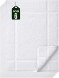 Pearl Linens Pack of 6 100% Cotton Bath Mat Towels,18x25 inches, Soft & Absorbent Floor Towels for Bathroom, Not Bathroom Rugs, After Shower Mat, 781 GSM, Machine Washable, Airbnb Essentials, White