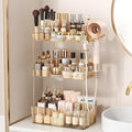 Bathroom Counter Organizer for Vanity, Makeup Organizer Countertop with Holder, Large Capacity Storage Rack, Perfect Large Skincare, Hair Care, Perfume, Easy to Install (Gold, 3Tiers)