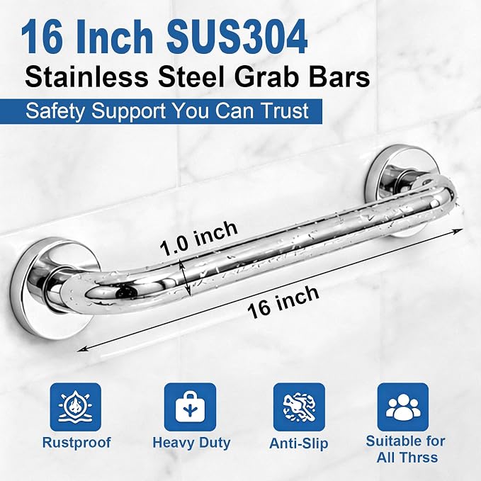 2-Pack 16-Inch Shower Grab Bars, SUS304 Safety Handles