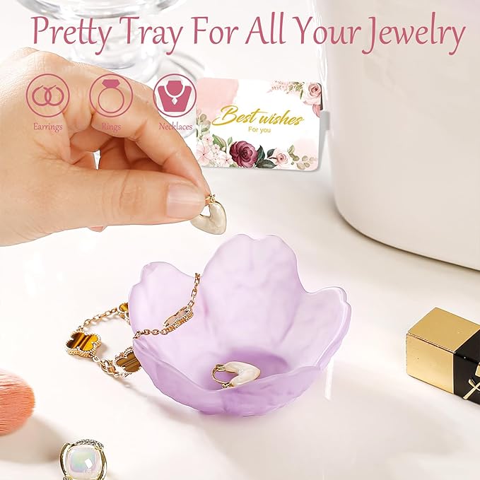 Gifts for Women Flower Jewelry Dish Ring Holder Jewelry Tray Vanity Organizer Room Decor Aesthetic Dorm Bathroom Decor Decorative Trinket Dish for Rings Earrings Necklaces Friendship Birthday Gifts