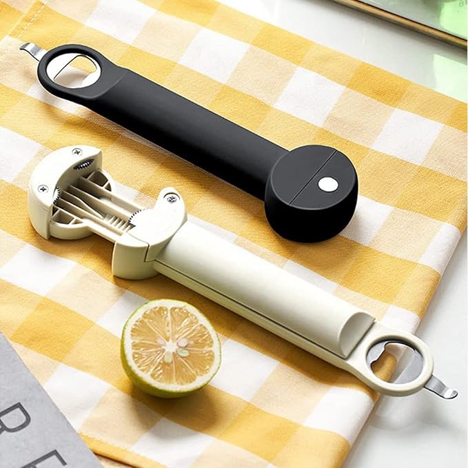 Multifunctional Retractable Bottle Opener - Adjustable Multifunctional Can Opener Jar Lid Gripper - 2024 New Jar Opener Bottle Opener for Weak Hands, Senior Arthritis (White)