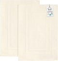 Feather & Stitch 2 Piece Towel Like Bath Mats (30x21 Inch) 100% Cotton Terry Bath Mat, Bathroom Shower Floor Mat [NOT A Bathroom Rug], Soft Absorbent Washable Mats - Ivory