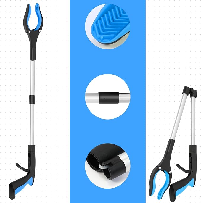 Grabber Reacher Tool -2 Pack 32” Reacher Grabber Tool with Strong Magnetic and Swivel Head - Pick Up Stick Grabbers for Seniors, Trash, Surgery Recovery Must Haves Gifts (Blue)