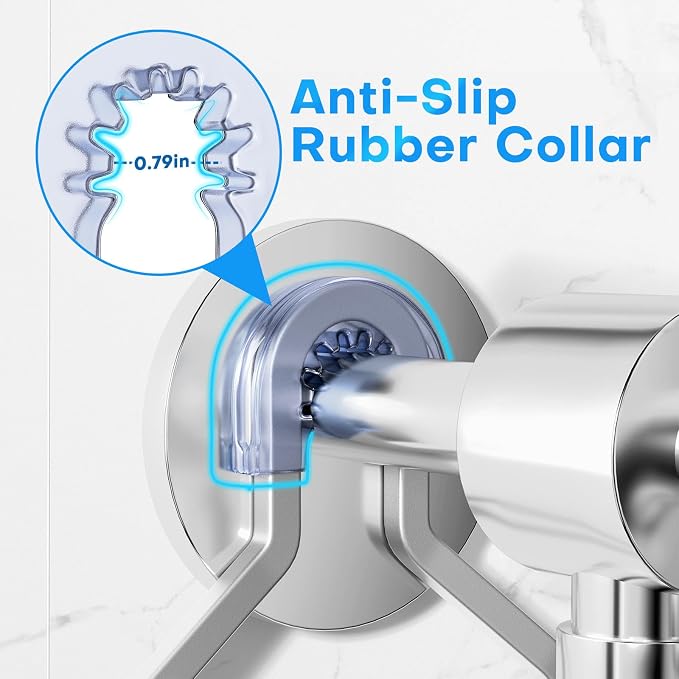 Sewulidon Aluminum Alloy Hanging Shower Caddy for Handheld Shower Heads,Rustproof Hose Shower Organizer 4 Levels Height Adjustable Shower Rack with Hooks,Razor Holder,Soap Holder