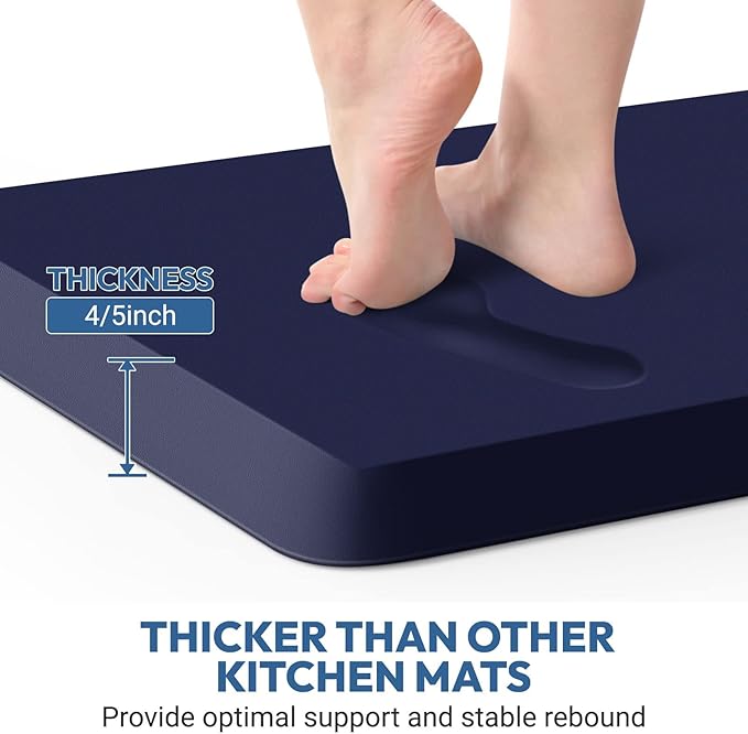 4/5 Inch Thick Kitchen Mat - Cushioned Anti Fatigue Mats for Kitchen Floor - Easy to Clean, Waterproof, Non-Slip Kitchen Rug for Sink, Office, Kitchen (22''x36'' Blue)