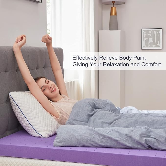 SINWEEK 3.9 Inch Gel Memory Foam Mattress Topper Ventilated Soft Pressure Relieve Mattress Pad, Breathable Bed Topper, CertiPUR-US Certified, Full Size