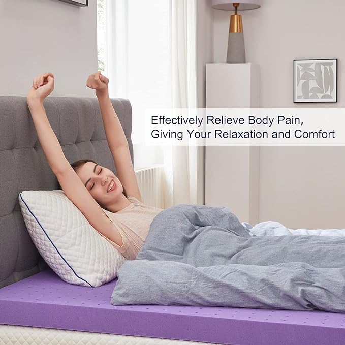 SINWEEK 3 Inch Gel Memory Foam Mattress Topper Ventilated Soft Pressure Relieve Mattress Pad, Breathable Bed Topper, CertiPUR-US Certified, Queen Size