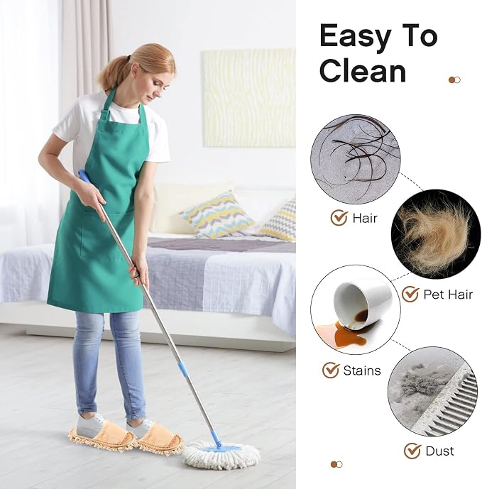 Jecery 2 Pairs Microfiber Cleaning Mop Slippers for Floor Cleaning House Mop Shoes Men and Women Washable Unisex Dusting Slippers Dirt Tool Supplies(Large,Black, Beige)