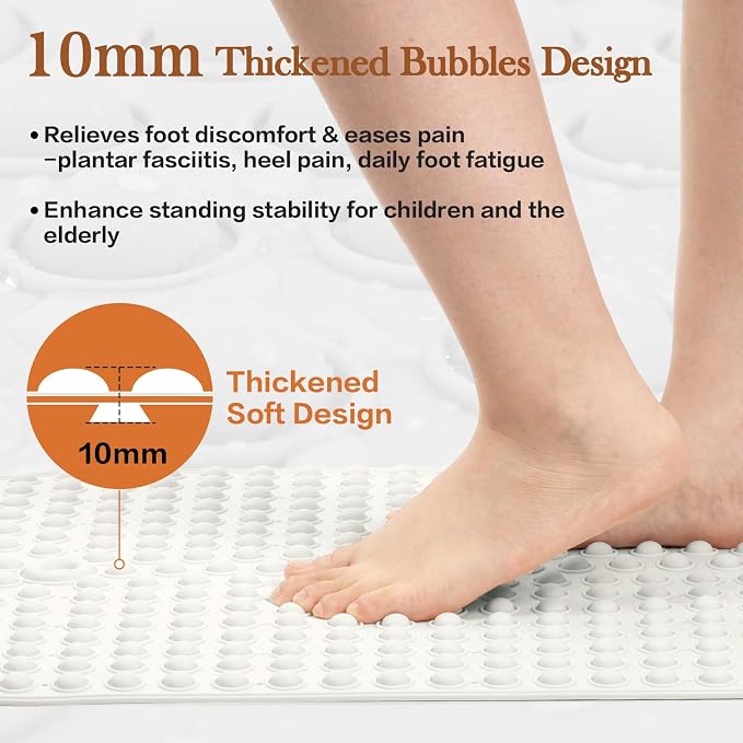 Extra Large Bathtub Mat 33x17.3 - White Non Slip Silicone Bath Mat for Soaking Tub, Oversized Pop It Shower Mat for Freestanding Tub, Soft Cushion for Adults, Heavy Duty Quick Dry