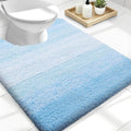 OLANLY Luxury Toilet Rugs U-Shaped 24x20, Extra Soft and Absorbent Microfiber Bathroom Rugs, Non-Slip Plush Shaggy Bath Mat, Machine Wash Dry, Contour Bathroom Mats for Toilet Base, Sky Blue