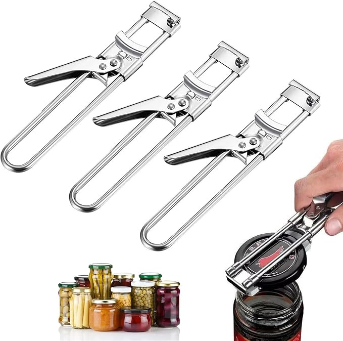 Adjustable Jar Opener, Stainless Steel Bottle Opener for Weak Hands,Multifunctional Jar Lid Opener Gripper for Seniors with Arthritis,Easy-Open Kitchen Tool for Senior and Kids (3)
