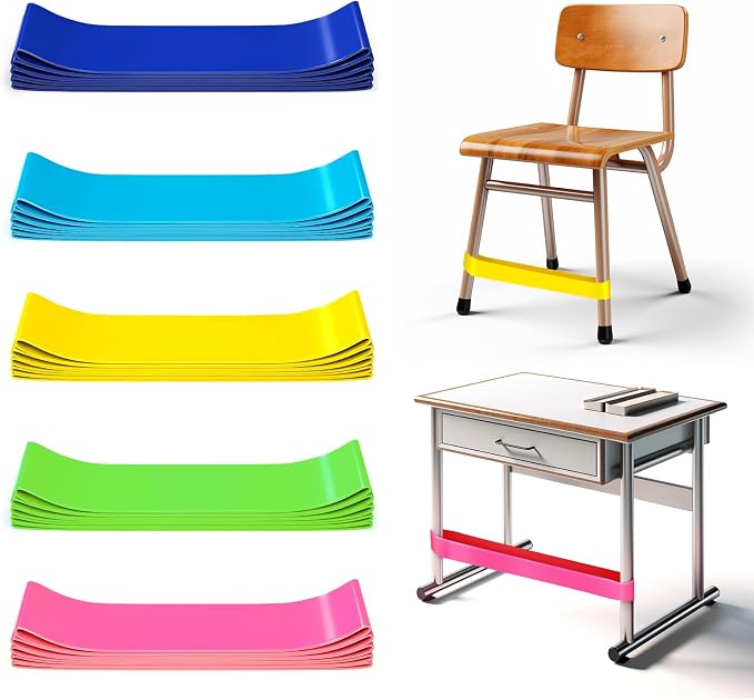 25 Pack Chair Bands for Kids with Fidgety Feet, ADHD Tools for Kids, Improve Focus & Reduce Restlessness, Chair Bands for Sensory ADHD ADD Autism - Classroom & Home Must Haves (Multicolor)