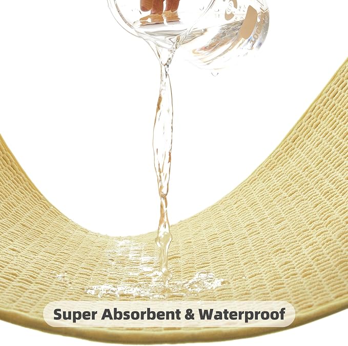TYUU Bathroom Rugs Non Slip Washable, Super Absorbent Thin Bath Mat Small Quick Dry Low Pile Bathroom Rug, Yellow 16"x24"