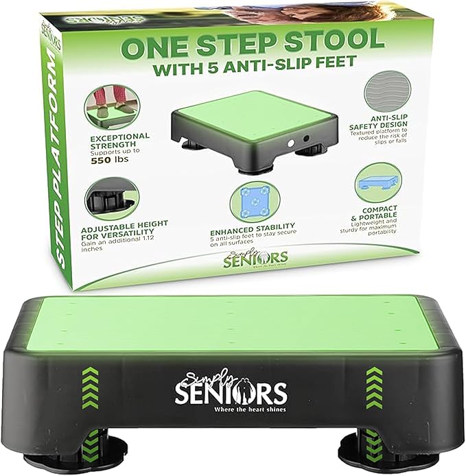 Small Step Stools for Adults - Noctilucent Small Mobility Aid for Seniors - Portable Heavy Duty Plastic Stepping Platform & Bed Steps for High Beds for Adults - Assist Device Kitchen Bathroom Toilet