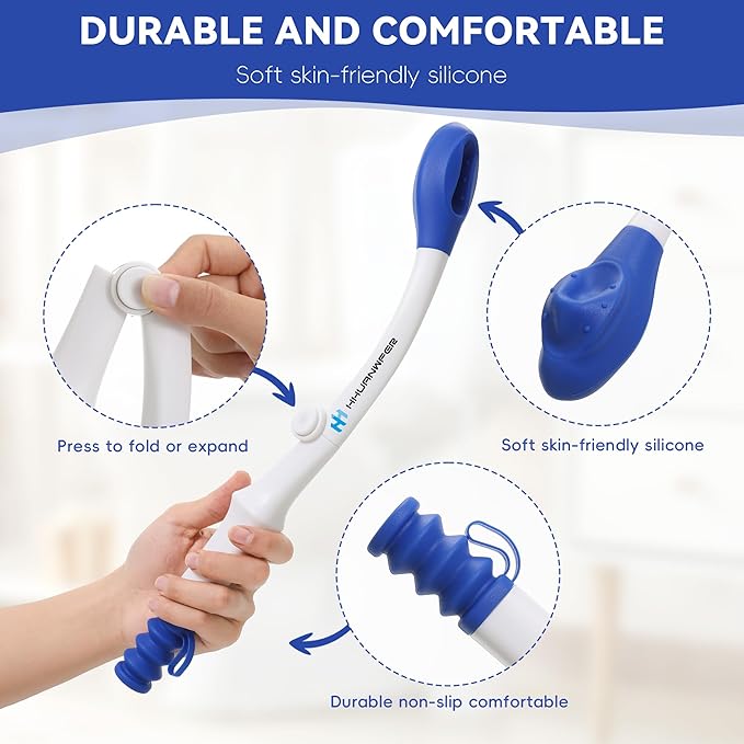 Foldable Toilet Aid（2Pack）, Long Comfort Wipe Wand Bottom Buddy Toilet Self Tissue Aids for Toileting, Self Help Wipe Butt for Overweight People Limited Mobility,Elderly, Pregnancy