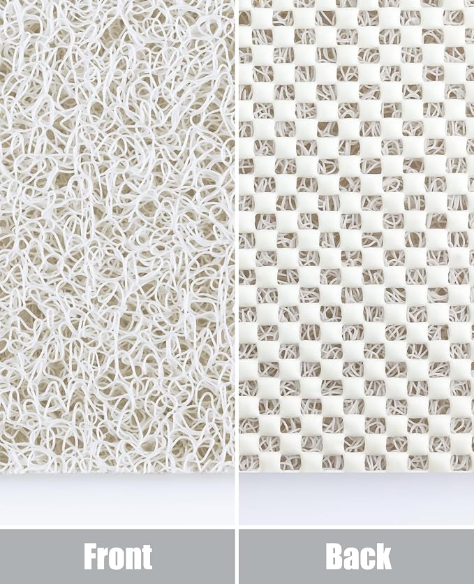OTHWAY Shower Mat Non Slip Without Suction Cups, Quick Drying Bathtub Mat Non Slip for Shower Bathroom, PVC Loofah Shower Mat for Wet Areas (White)