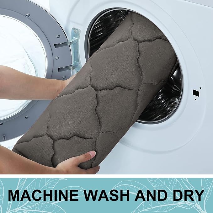 OLANLY Memory Foam Bath Mat Rug 24x16, Ultra Soft and Absorbent Bathroom Rugs, Non-Slip, Comfortable, Machine Washable Bath Carpet for Bathroom Floor, Tub, Shower and Home Decor Accessories, Taupe