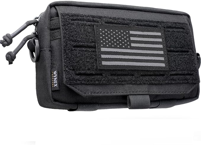 WYNEX Tactical Molle Admin Pouch,Tactical EDC Bag Utility Laser Cut EDC Tool Pouch Bag Annexes with American Flag