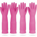 DABOGOSA Mamison 2 Pairs Reusable Waterproof Household Dishwashing Cleaning Rubber Gloves, Non-Slip Kitchen Glove (Pink, XXL (Pack of 2))