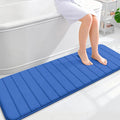 OLANLY Memory Foam Long Bathroom Rugs Runner 59x20, Super Soft Absorbent Bath Mat, Quick Dry, Machine Washable Shower Rugs, Bathmat Carpet, Bathroom Home Decor Accessories, Deep Navy Blue