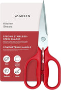 Misen Heavy Duty Kitchen Shears - Stainless Steel, Versatile and Easy Clean Scissors for Meat, Herbs and Veggies - Ambidextrous Comfort Handle - Professional Grade - Red