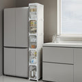 5-Tier Tall Narrow Storage Cabinet, Slim Bathroom Storage Cabinet with Adjustable Shelves and Wheels, Narrow Organizer for Small Space, Bathroom, Kitchen, Laundry, White